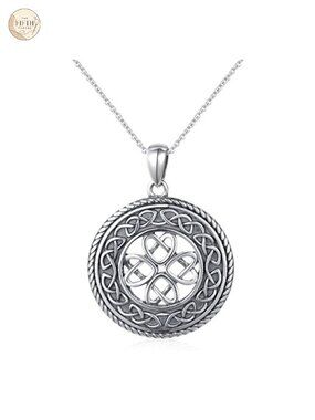 925 Sterling Silver Celtic Knot Pendant Necklace 20 in Good Luck